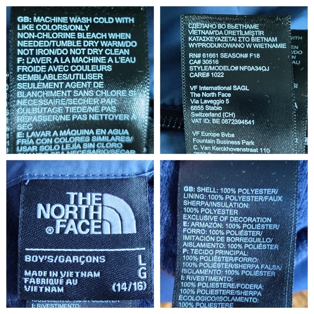 The North Face TNF Reversible Sherpa Fleece Boys Youth Full Zip Coat Jacket L - Picture 13 of 16